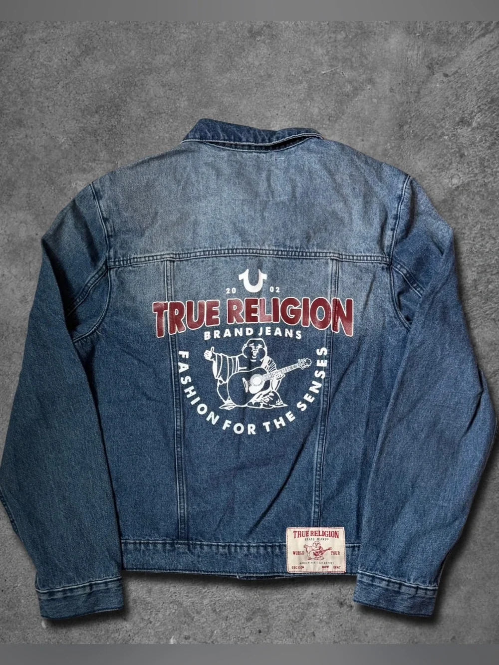 True Religion Dark Blue Denim Jacket with Red Stitching NWT